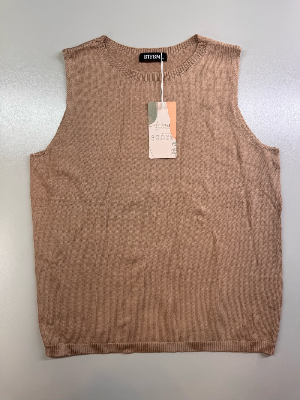 BTFBM Women’s XS Taupe Brown Knit Sweater Vest Sleeveless Top NWT